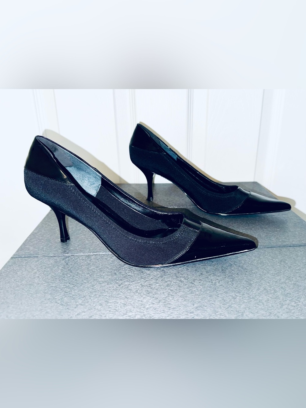 Nine West Novello Black Patent Pointed Toe Pumps Size 8M
